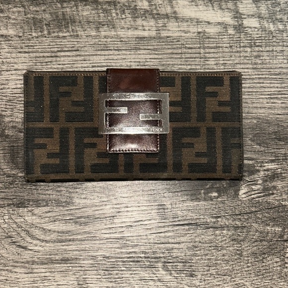 FENDI Zucca Canvas/Leather Bi-fold Long Wallet - Picture 2 of 12